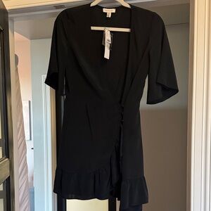 Topshop Black Ruffle Mini Dress